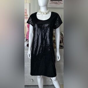 Stitch Shift Dress Sequined Short Cap Sleeves Lined in black color Plus Size 2X